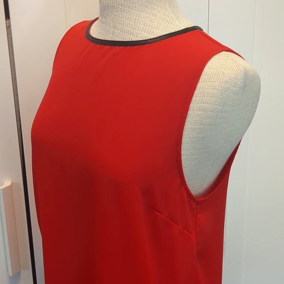 Red with Black Faux Leather Trim Tank Top by Twik by Simons - Picture 5 of 11